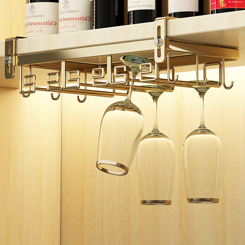 Metal Hanging Modern Wine Rack Wine Stemware Holder in Gold/White