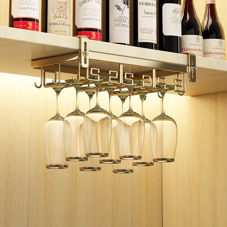 Metal Hanging Modern Wine Rack Wine Stemware Holder in Gold/White