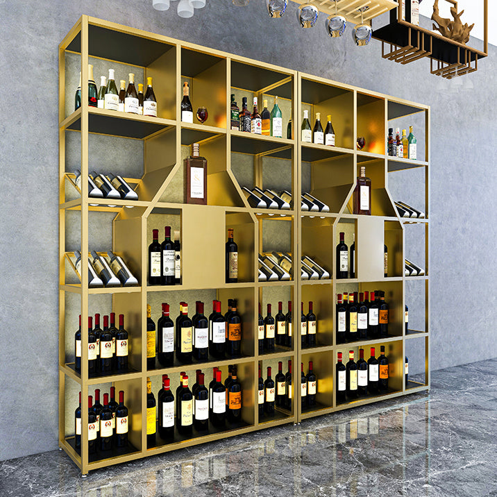 Metal Floor Wine Bottle Rack Glam Wine Bottle Holder with Shelf