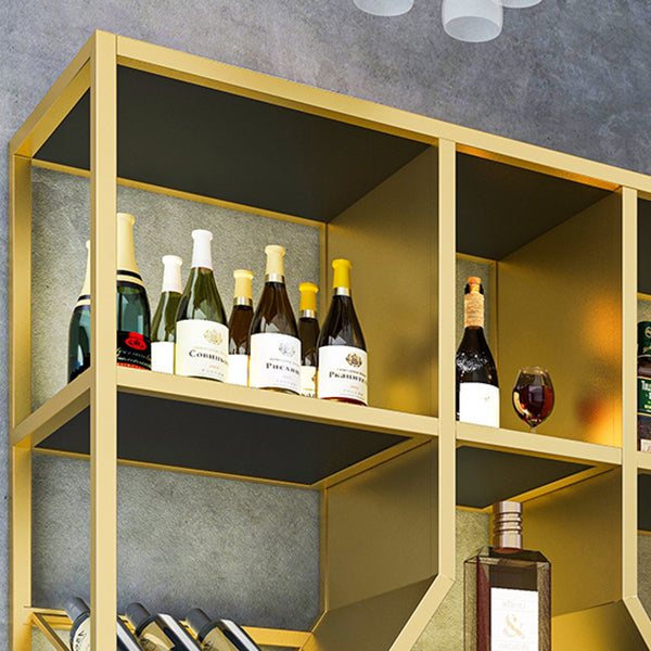 Metal Floor Wine Bottle Rack Glam Wine Bottle Holder with Shelf