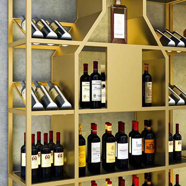 Metal Floor Wine Bottle Rack Glam Wine Bottle Holder with Shelf