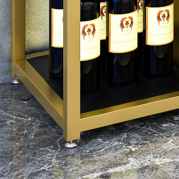 Metal Floor Wine Bottle Rack Glam Wine Bottle Holder with Shelf