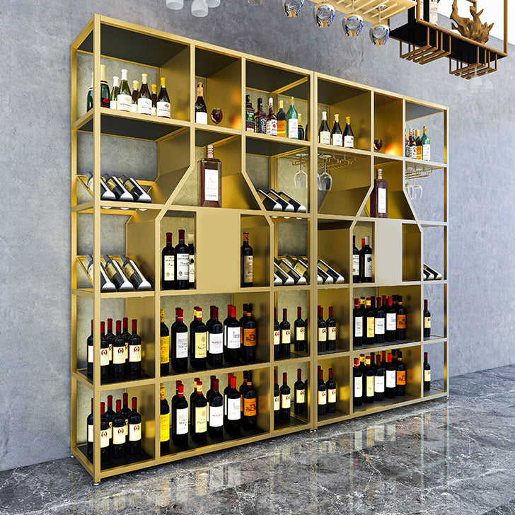 Metal Floor Wine Bottle Rack Glam Wine Bottle Holder with Shelf