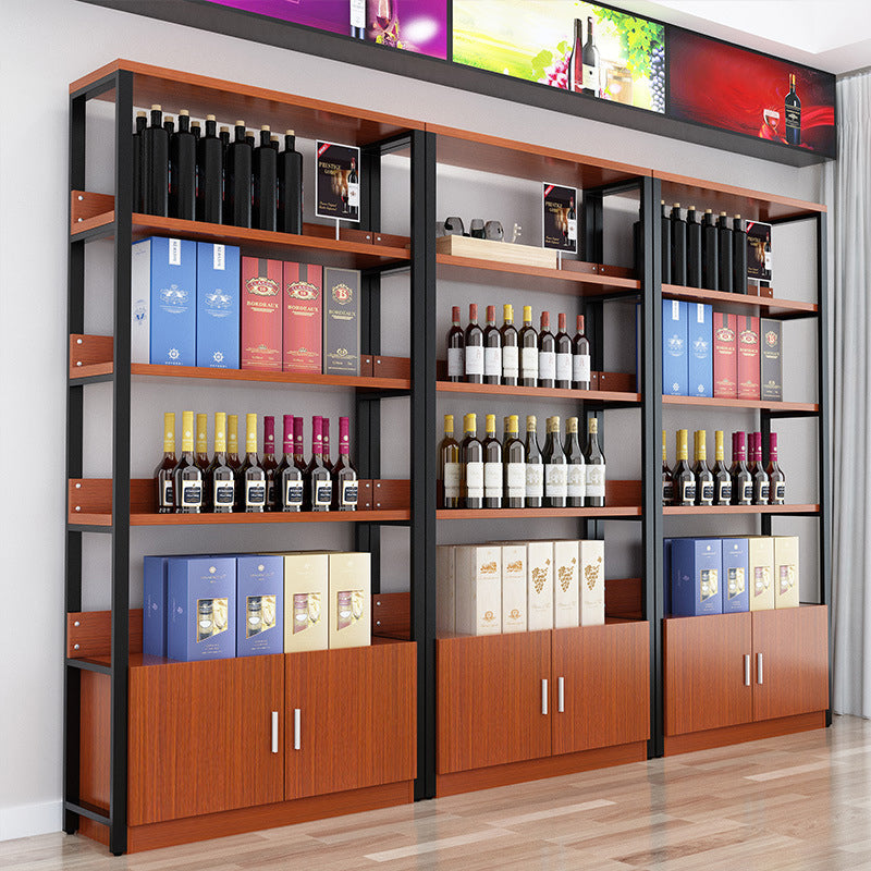 Modern Wine Bottle Holder Wood and Metal Bottle Wine Rack with Shelf