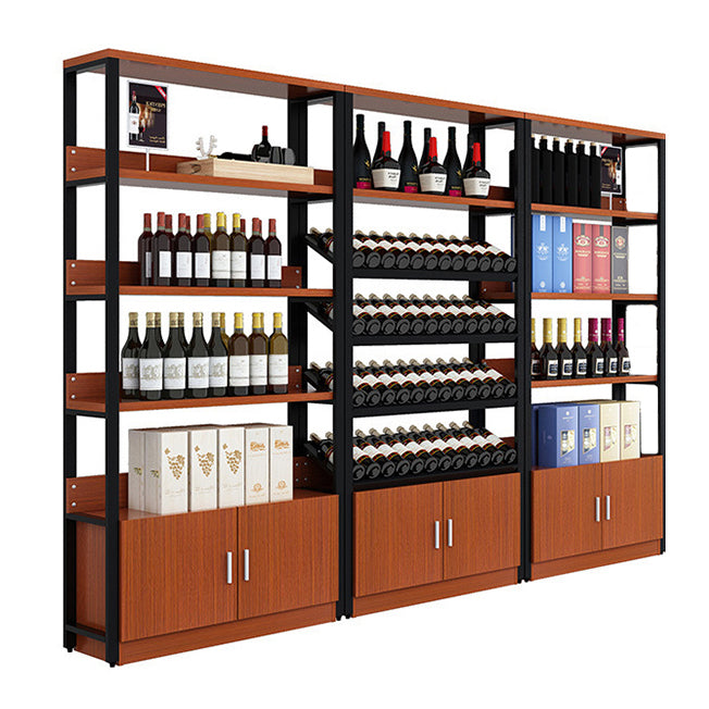 Modern Wine Bottle Holder Wood and Metal Bottle Wine Rack with Shelf