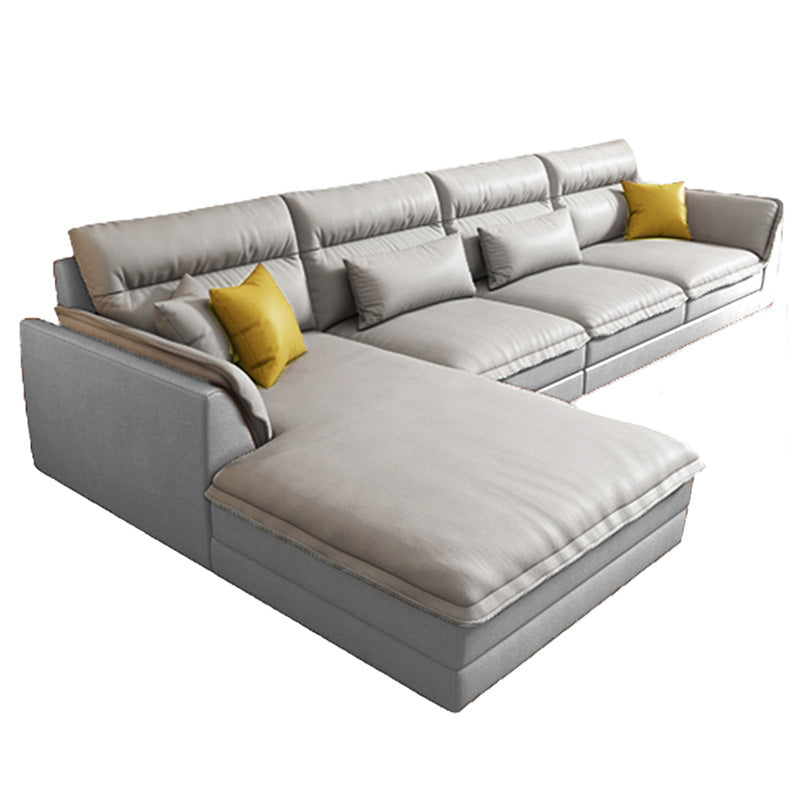 Modern Sectionals Faux Leather Pillow Top Arm Sectionals.134 inch