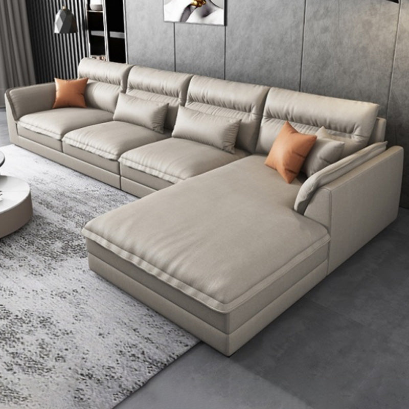 Modern Sectionals Faux Leather Pillow Top Arm Sectionals.134 inch
