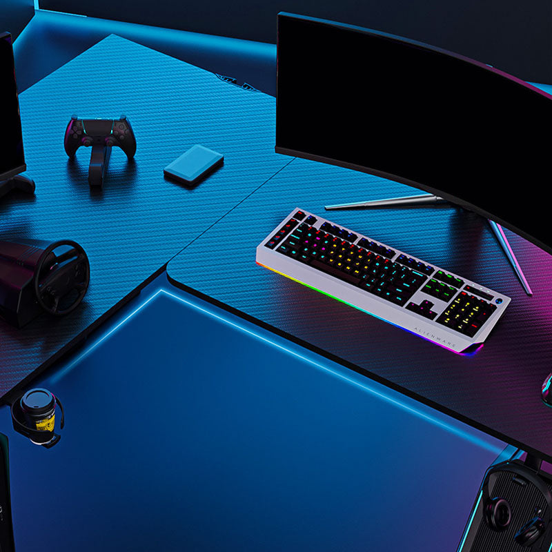 Home Industrial L-Shape Gaming Desk Wooden Writing Desk With Metal Legs