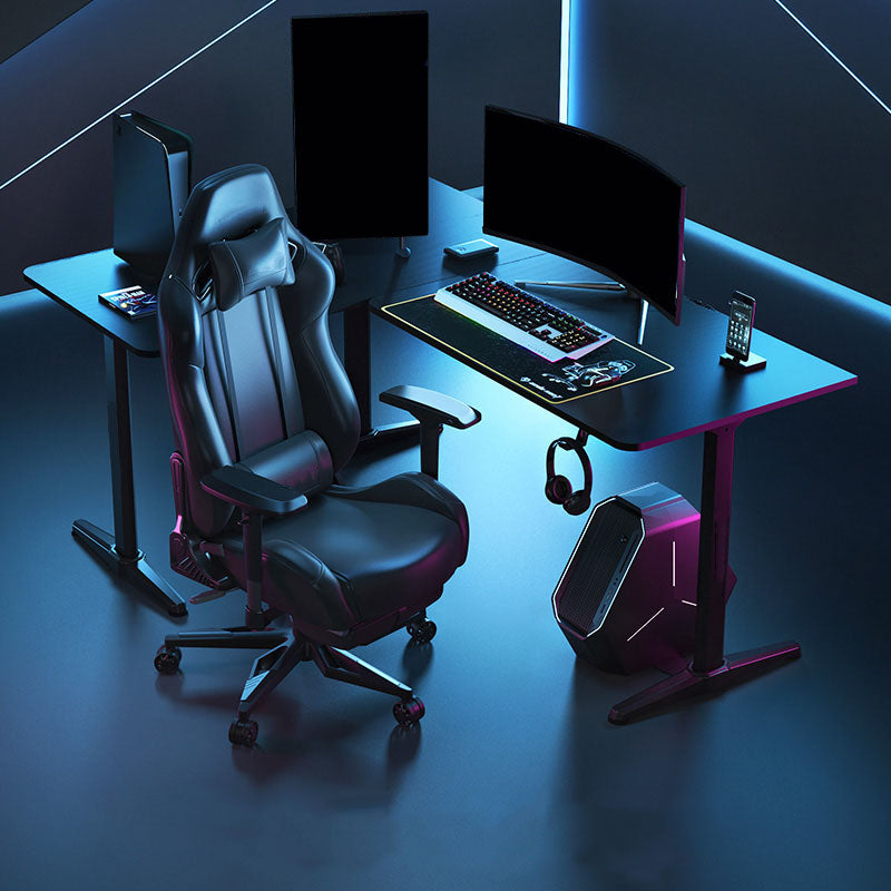 Home Industrial L-Shape Gaming Desk Wooden Writing Desk With Metal Legs