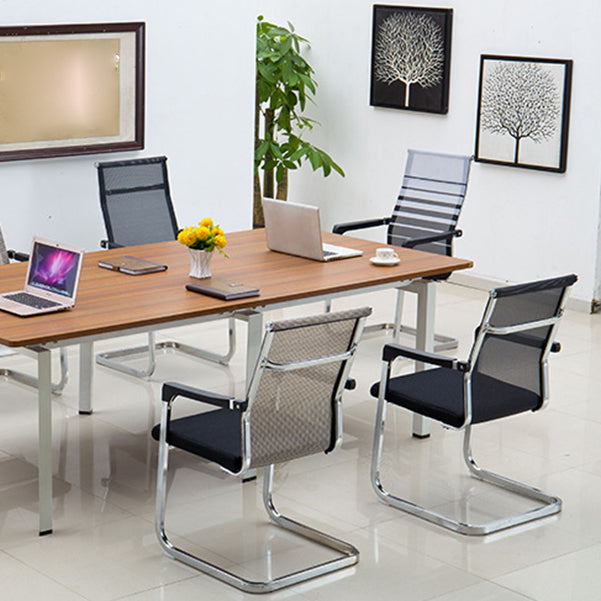 Contemporary Ergonomic Office Chair No Wheels Fixed Arms Task Chair