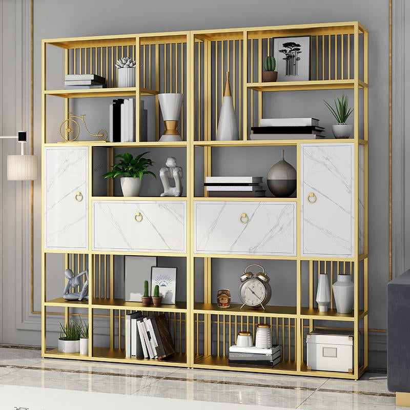 Glam Metal and Wood Shelf Bookcase Vertical Book Shelf for Office