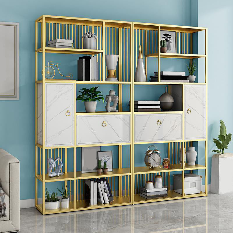 Glam Metal and Wood Shelf Bookcase Vertical Book Shelf for Office