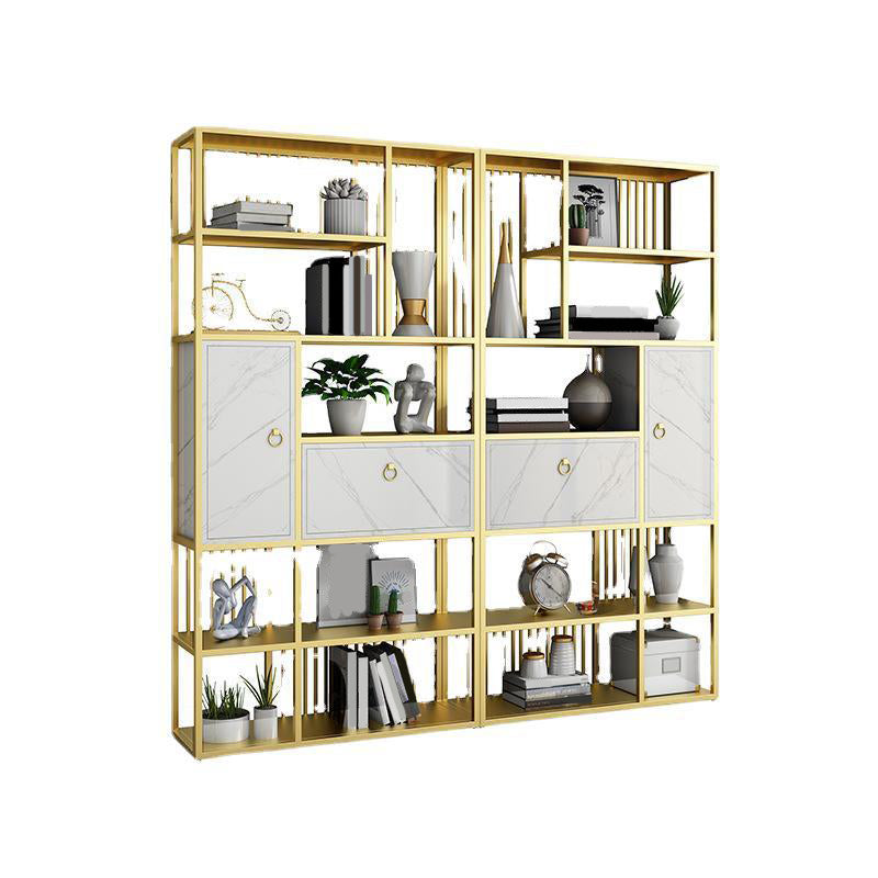 Glam Metal and Wood Shelf Bookcase Vertical Book Shelf for Office