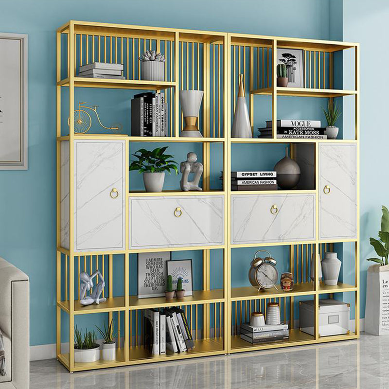 Glam Metal and Wood Shelf Bookcase Vertical Book Shelf for Office