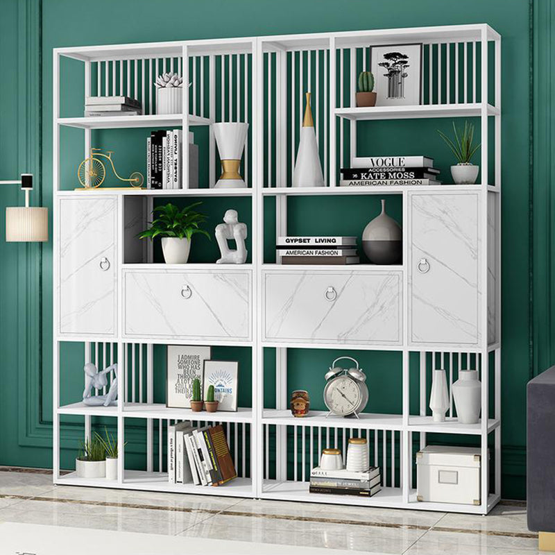 Glam Metal and Wood Shelf Bookcase Vertical Book Shelf for Office