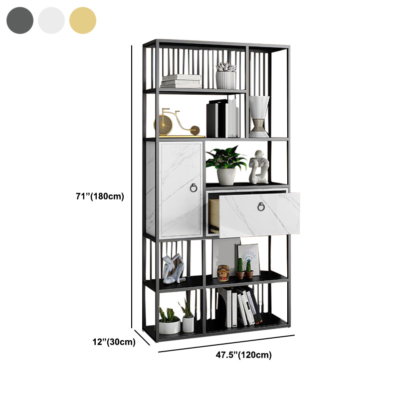 Glam Metal and Wood Shelf Bookcase Vertical Book Shelf for Office