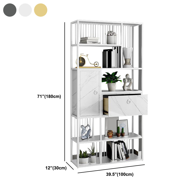 Glam Metal and Wood Shelf Bookcase Vertical Book Shelf for Office