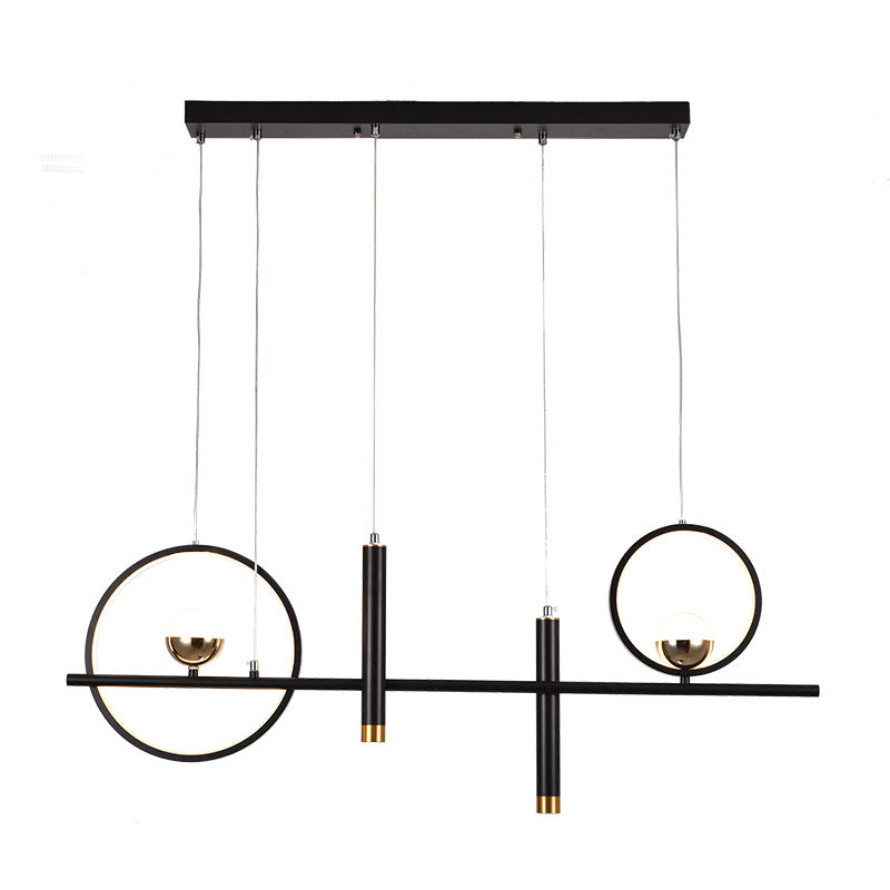 Black Geometrical over Island Lighting Simplicity Aluminum LED Hanging Lamp