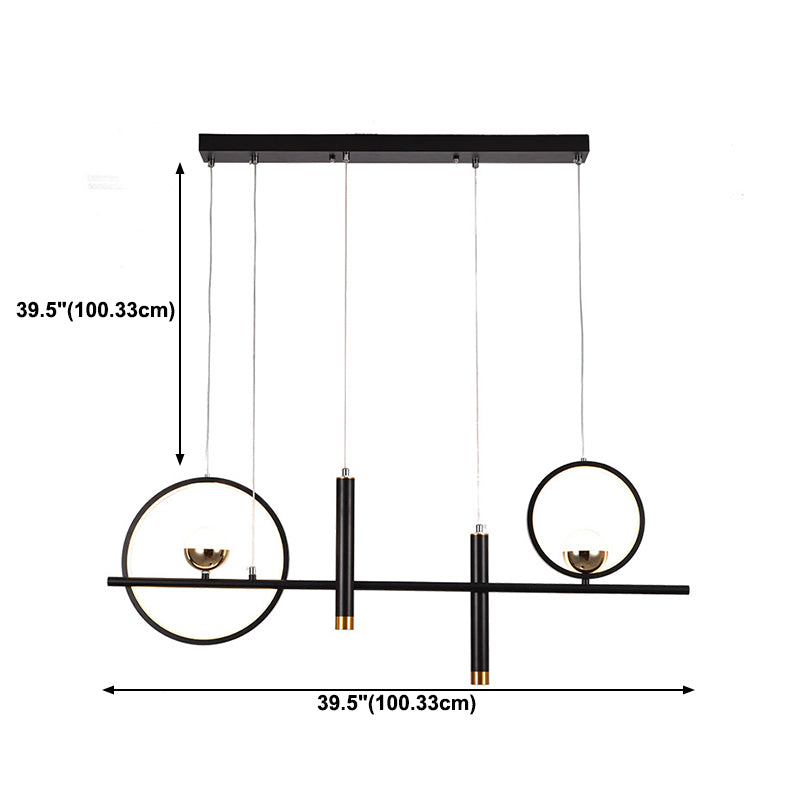 Black Geometrical over Island Lighting Simplicity Aluminum LED Hanging Lamp