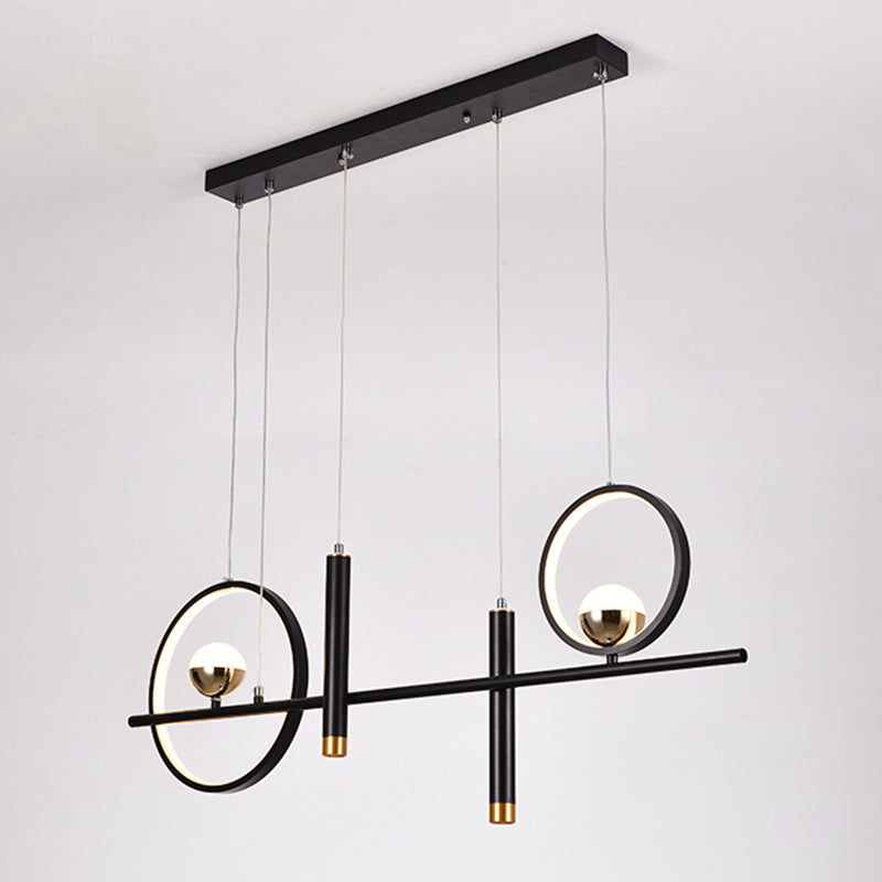 Black Geometrical over Island Lighting Simplicity Aluminum LED Hanging Lamp