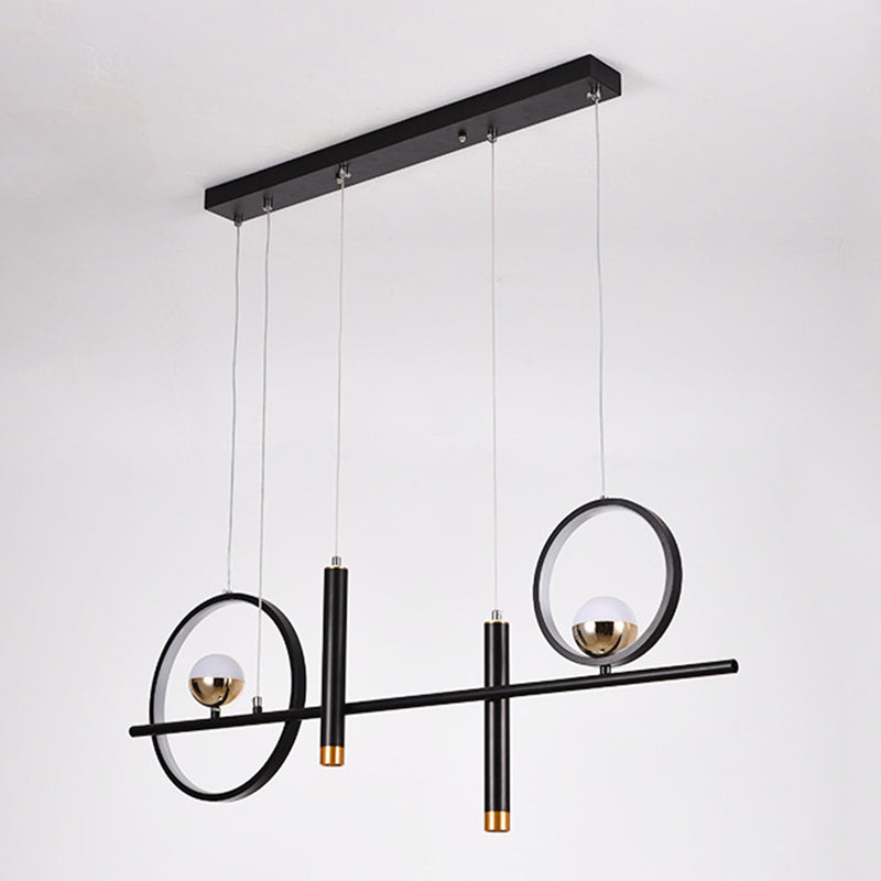 Black Geometrical over Island Lighting Simplicity Aluminum LED Hanging Lamp