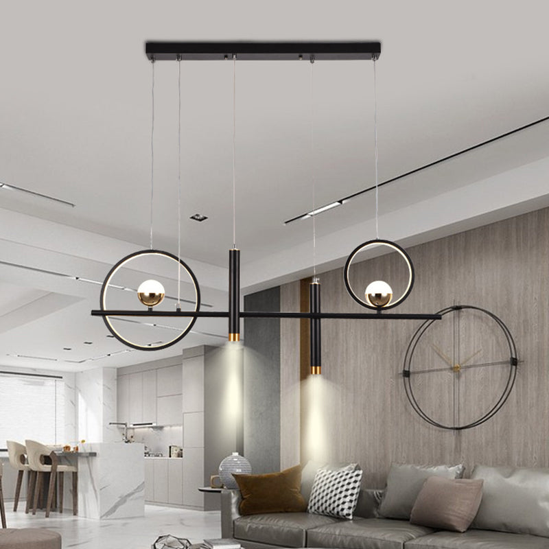 Black Geometrical over Island Lighting Simplicity Aluminum LED Hanging Lamp