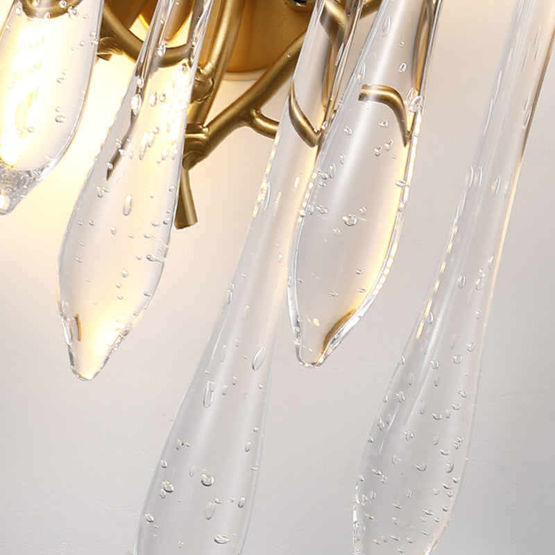 Postmodern Style Crystal Wall Light Branch Shape 10" Wide Wall Sconce for Living Room