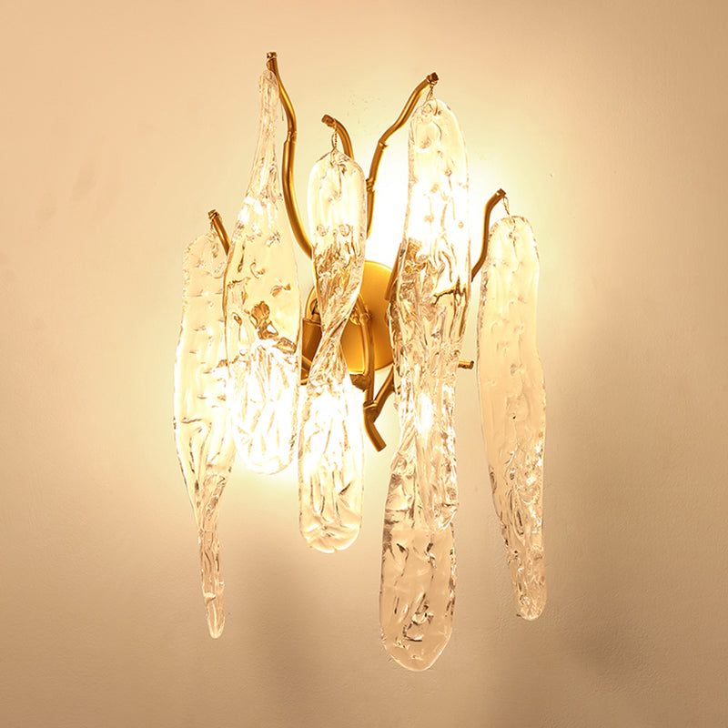 Postmodern Style Crystal Wall Light Branch Shape 10" Wide Wall Sconce for Living Room