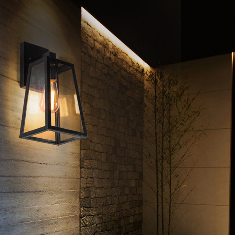 Industrial Metal Wall Light 14" High Wall Sconce with Glass for Outdoors