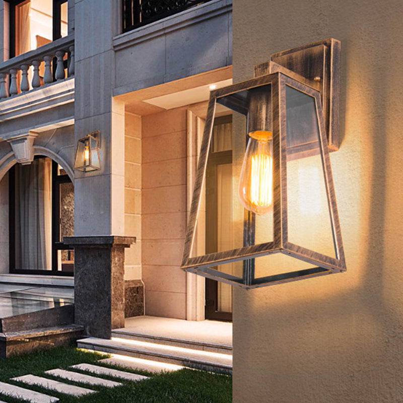 Industrial Metal Wall Light 14" High Wall Sconce with Glass for Outdoors