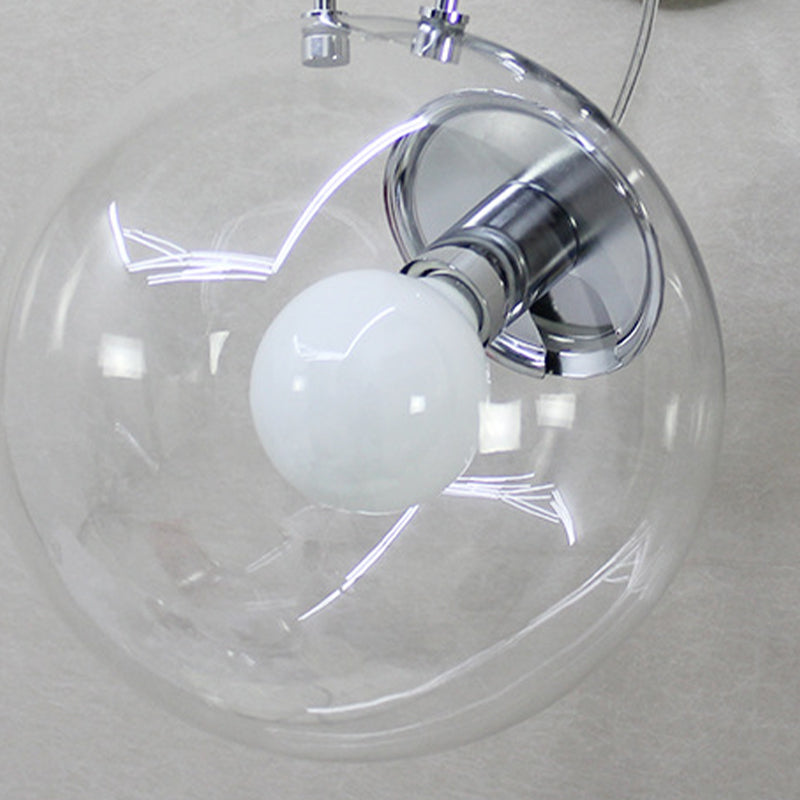 Industrial Metal Wall Light Silver Globe Wall Sconce with Glass for Bedroom