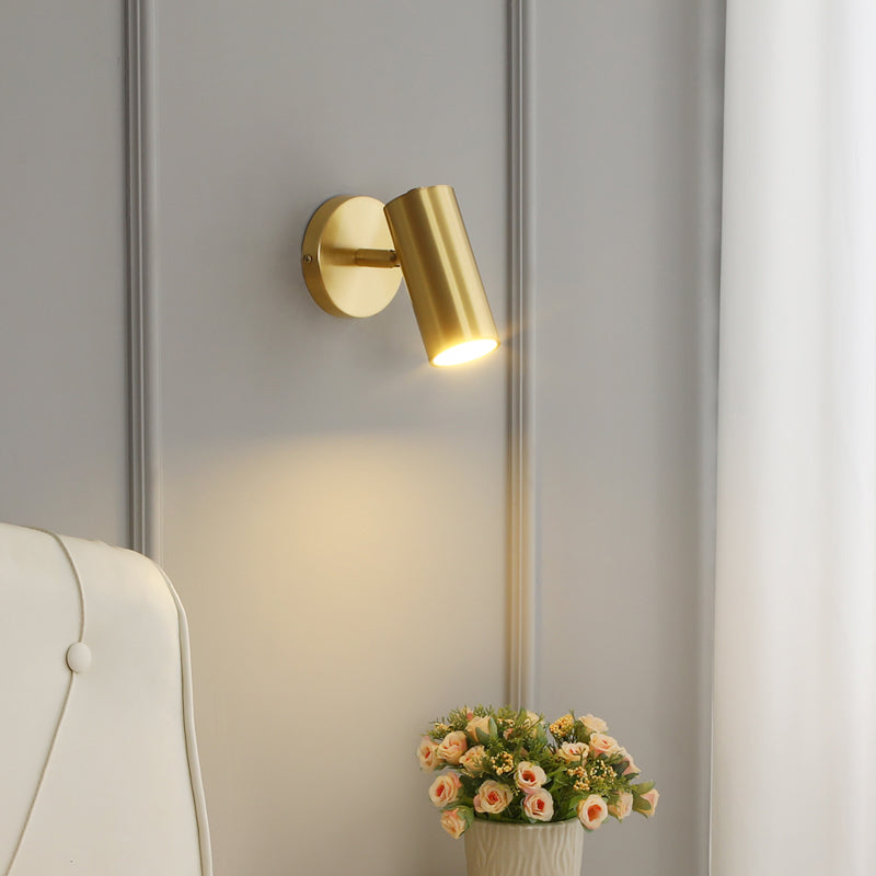 Half Cylinder Shade Metal Wall Sconce Modern Style 1 Light Wall Mount Lighting in Gold