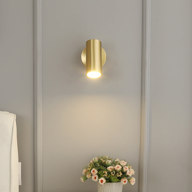 Half Cylinder Shade Metal Wall Sconce Modern Style 1 Light Wall Mount Lighting in Gold