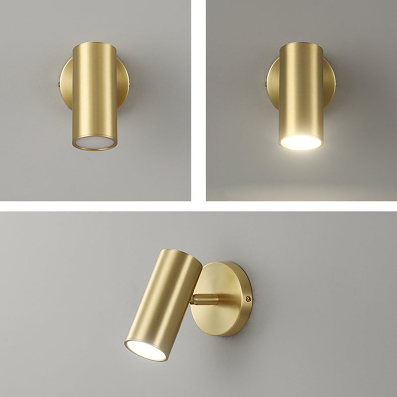 Half Cylinder Shade Metal Wall Sconce Modern Style 1 Light Wall Mount Lighting in Gold
