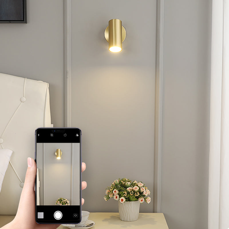 Half Cylinder Shade Metal Wall Sconce Modern Style 1 Light Wall Mount Lighting in Gold
