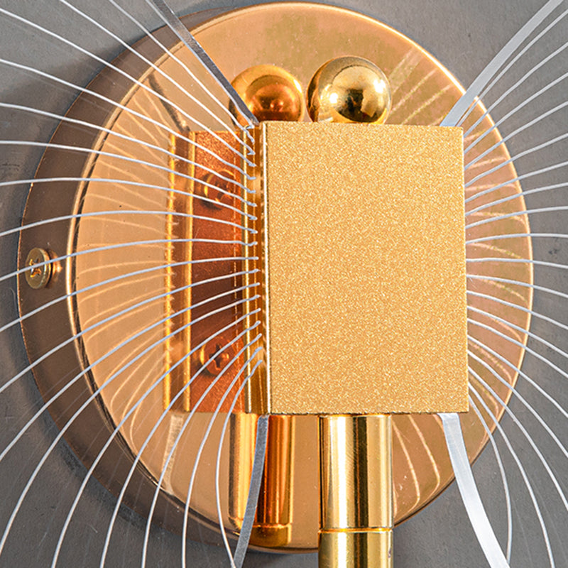 Unique Shade Metal Wall Sconce Modern Style 2 Lights Wall Mount Lighting in Gold