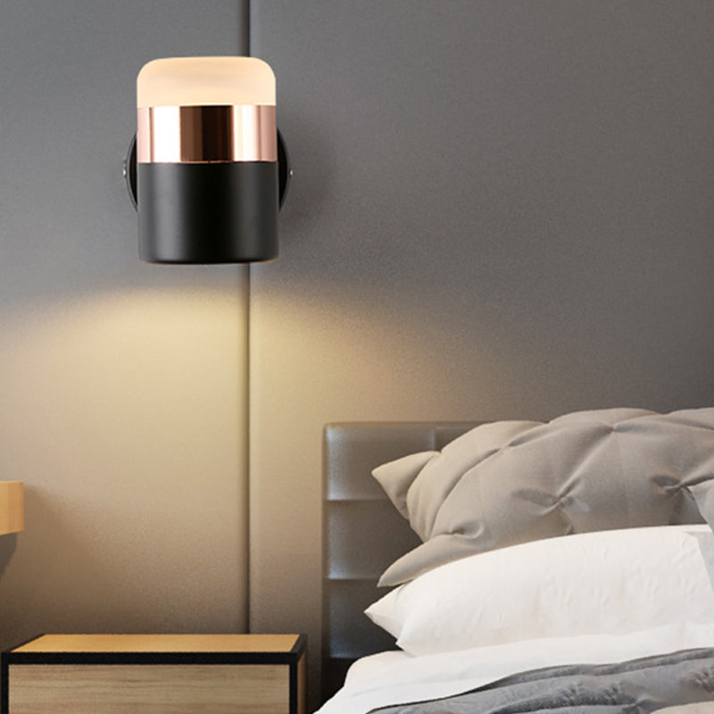 Half Cylinder Shade Metal Wall Sconce Modern Style 1 Light Reading Wall Mount Lighting