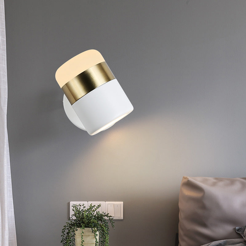 Half Cylinder Shade Metal Wall Sconce Modern Style 1 Light Reading Wall Mount Lighting