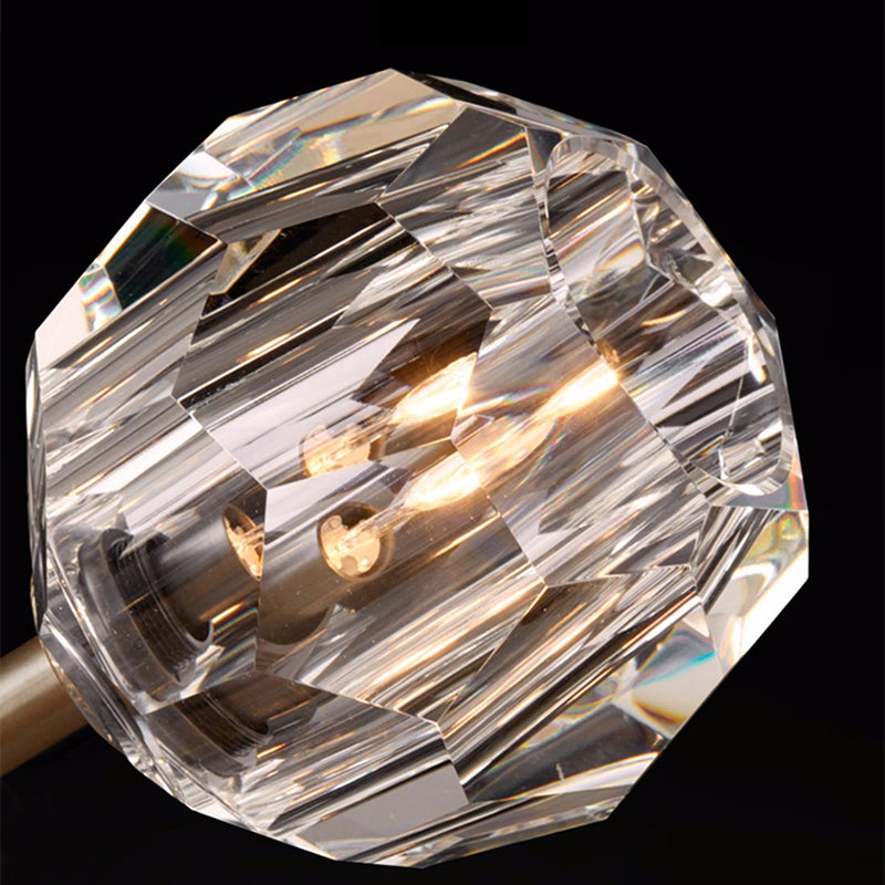 Round Shade Crystal Wall Sconce Modern Style Multi Lights Wall Mount Lighting in Brass