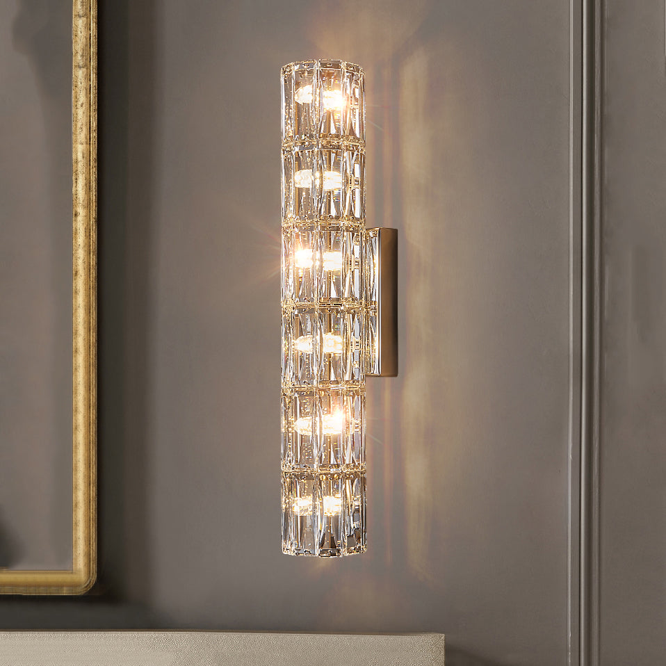 Postmodern Crystal Wall Light Cylinder Multi Light Wall Sconce for Living Room