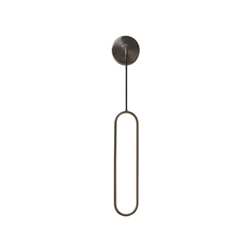 Metal Oval Shade Wall Sconce Modern Style Single Light Wall Mount Lighting in Black
