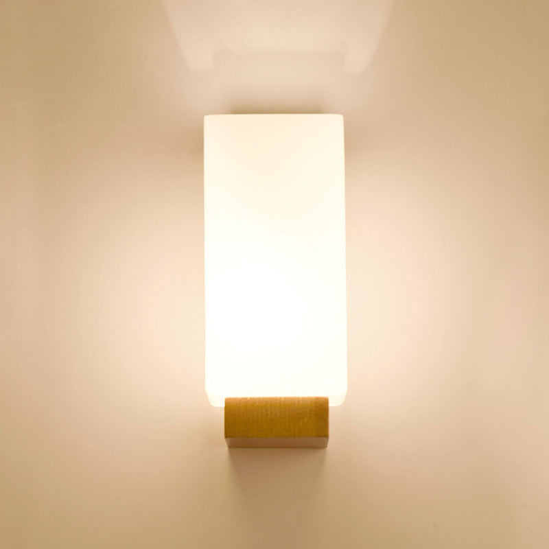Rectangular Wall Sconce Lighting Modern Style Wood 1 Light Wall Mounted Light