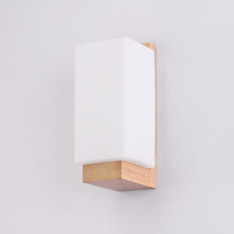 Rectangular Wall Sconce Lighting Modern Style Wood 1 Light Wall Mounted Light