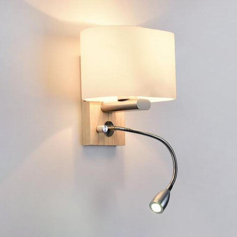 Oval Wall Sconce Lighting Modern Style Wood 2 Lights Wall Mounted Light