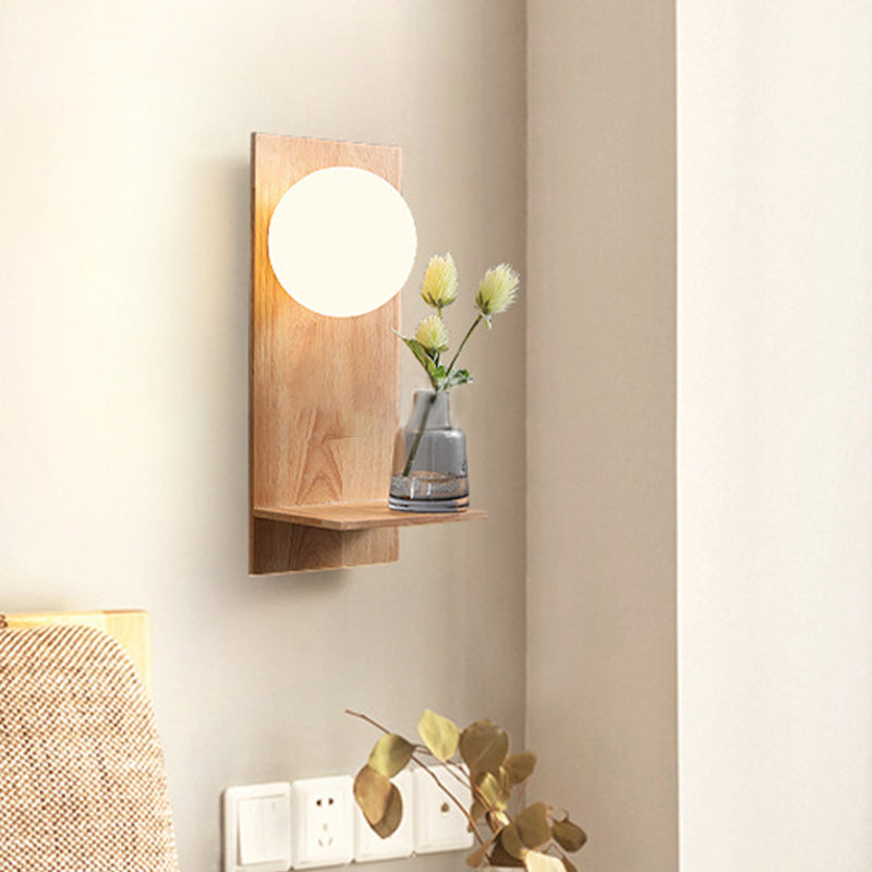 Ball Wall Sconce Lighting Modern Wood 1 Light Wall Mounted Light (Ornament not included)