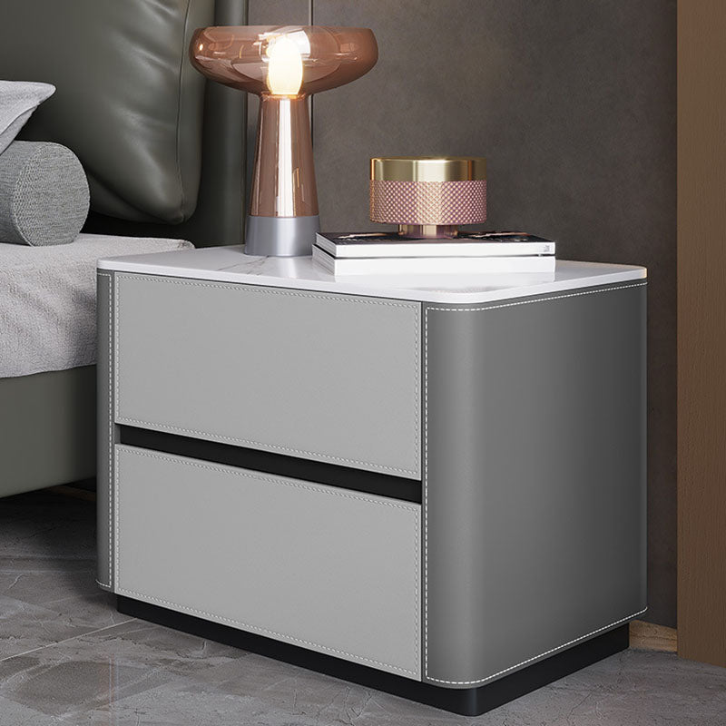 Contemporary Stone Chest Bedroom Vertical Storage Chest in Gray with Drawers
