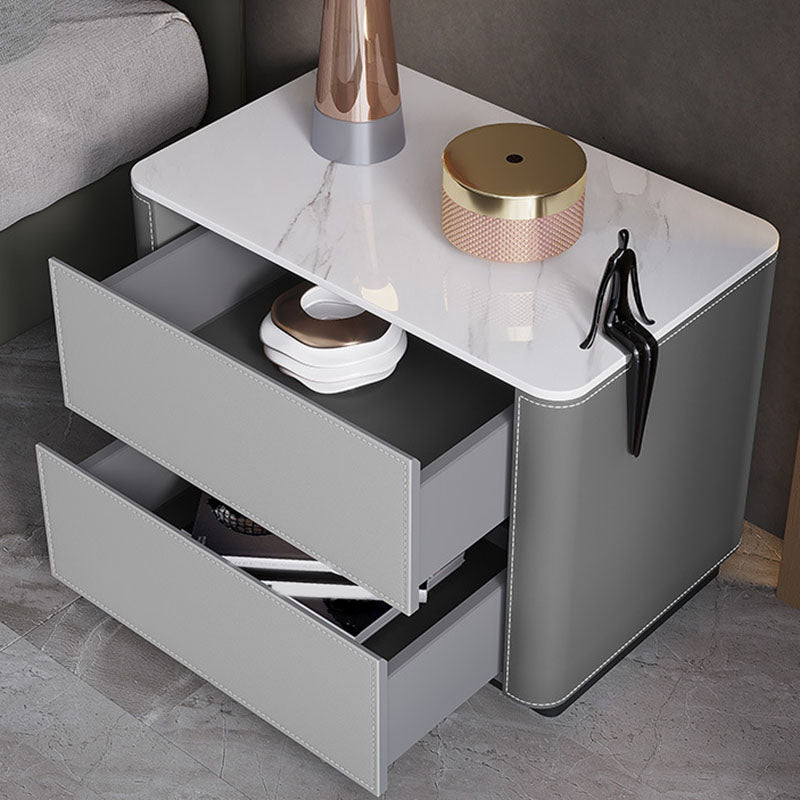 Contemporary Stone Chest Bedroom Vertical Storage Chest in Gray with Drawers