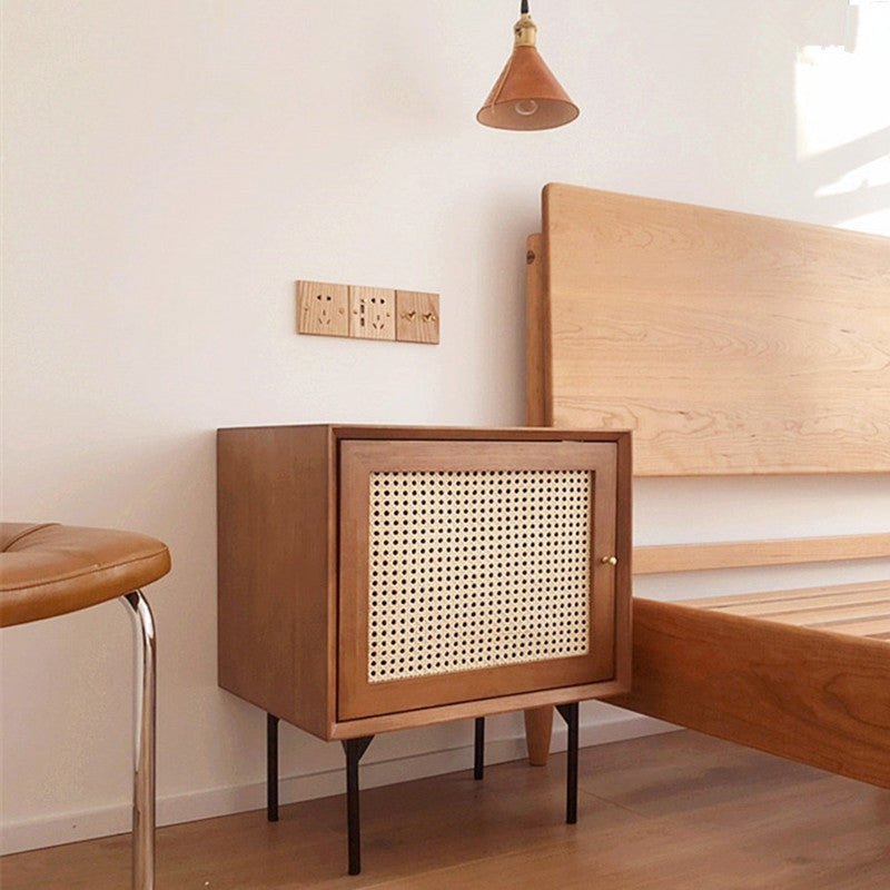 Contemporary Lower Shelf Nightstand Wooden Bedside Cabinet for Bedroom