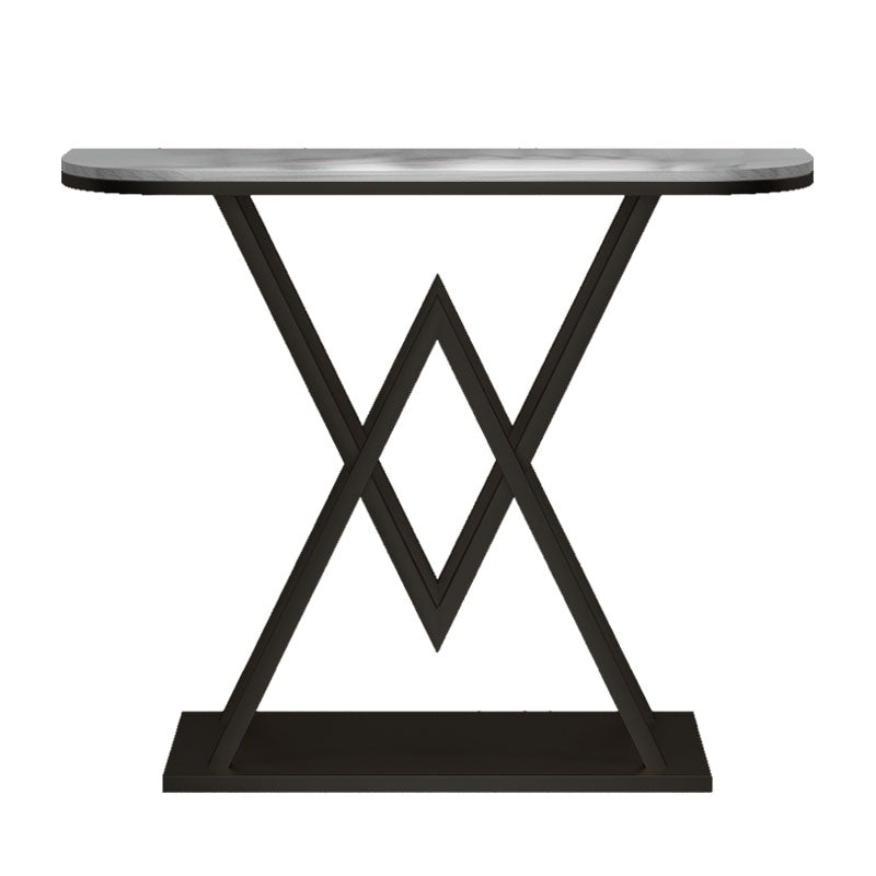 12" W Glam Marble Console Table Half Moon Stain Resistant Accent Table for Hall