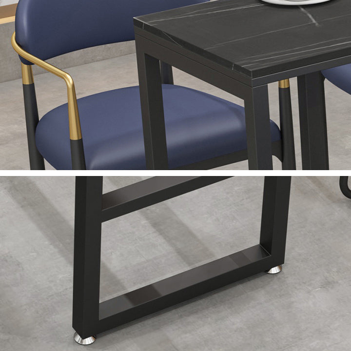 Rectangle Sintered Stone Bar Table Black and Metal Base Bar Table